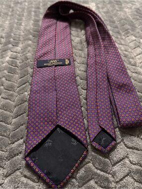 Brooks Brothers Purple Silk Tie with Yellow and Red Motif
